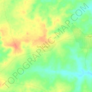 Carte topographique San Rafael de Planas, altitude, relief
