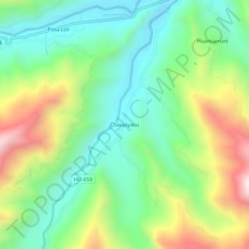 Carte topographique Chaupiyacu, altitude, relief