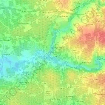 Carte topographique La Roseraie, altitude, relief