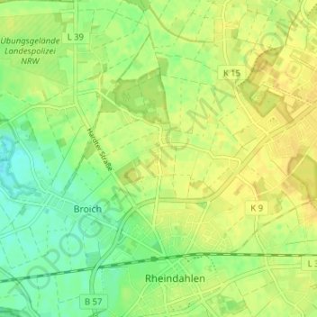 Carte topographique Gerkerath, altitude, relief