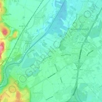Carte topographique Wals, altitude, relief