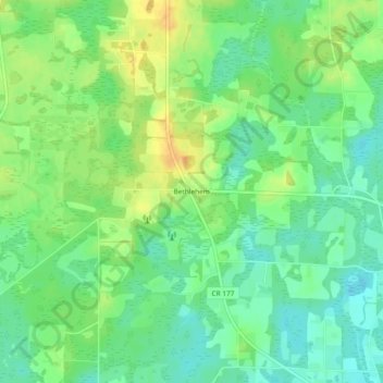 Carte topographique Bethlehem, altitude, relief