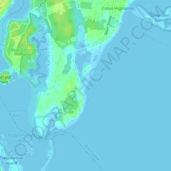 Carte topographique Oregon Beach, altitude, relief