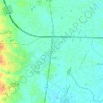 Carte topographique Nongtaeng, altitude, relief