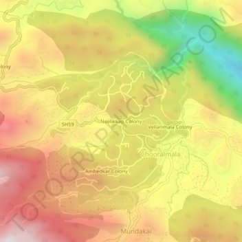 Carte topographique Neelikkap Colony, altitude, relief