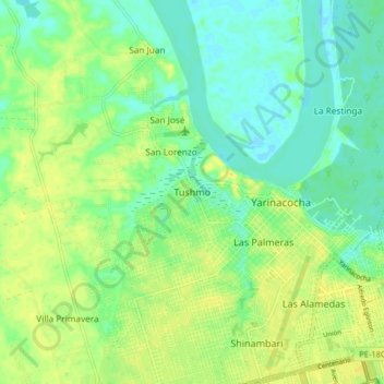 Carte topographique San Pablo de Tushmo, altitude, relief