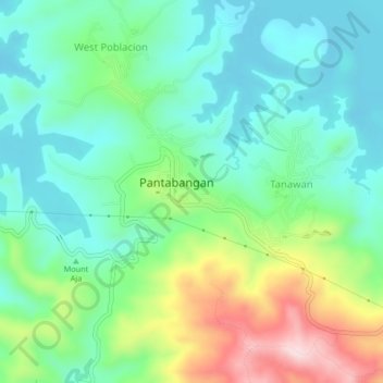 Carte topographique East Poblacion, altitude, relief