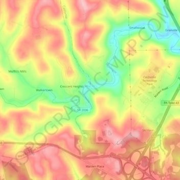 Carte topographique Daisytown, altitude, relief