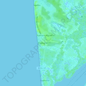 Carte topographique Palmarin, altitude, relief
