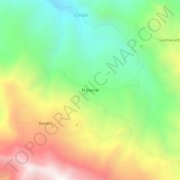 Carte topographique El Espinal, altitude, relief