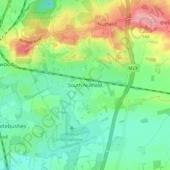 Carte topographique South Nutfield, altitude, relief