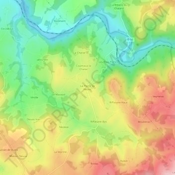 Carte topographique La Pierre de Neuvic, altitude, relief