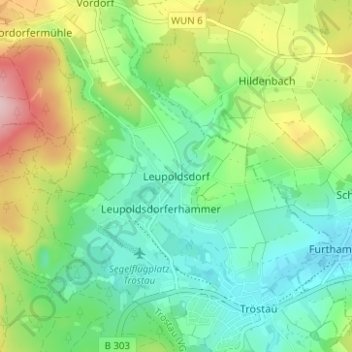 Carte topographique Leupoldsdorf, altitude, relief
