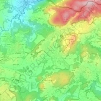 Carte topographique Gironico, altitude, relief