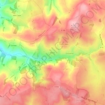 Carte topographique Nayrac, altitude, relief