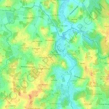 Carte topographique Champ du Bourg, altitude, relief