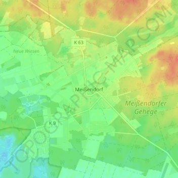 Carte topographique Meißendorf, altitude, relief