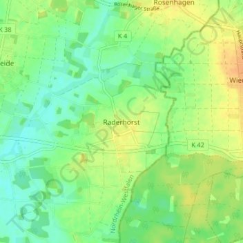 Carte topographique Raderhorst, altitude, relief