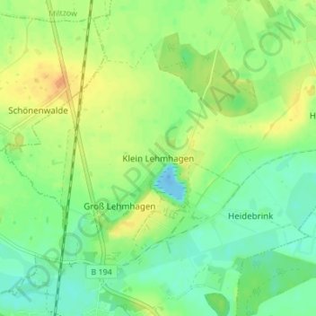 Carte topographique Klein Lehmhagen, altitude, relief