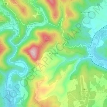 Carte topographique Boussagues, altitude, relief