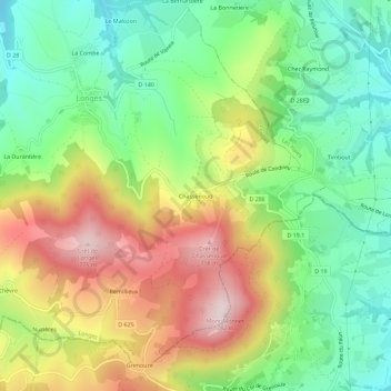 Carte topographique Chassenoud, altitude, relief