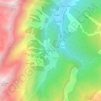 Carte topographique Bout du Col, altitude, relief