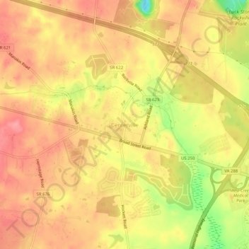 Carte topographique Centerville, altitude, relief