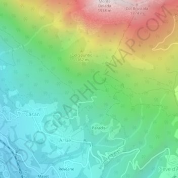 Carte topographique Marcolin, altitude, relief