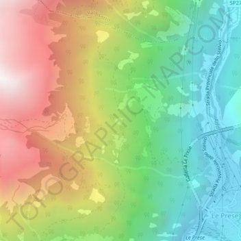 Carte topographique Pratalzo, altitude, relief