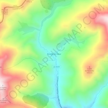 Carte topographique Pendilla de Arbas, altitude, relief