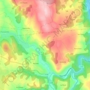 Carte topographique Sarrouillet, altitude, relief