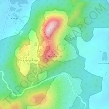 Carte topographique Devarayanadurga, altitude, relief