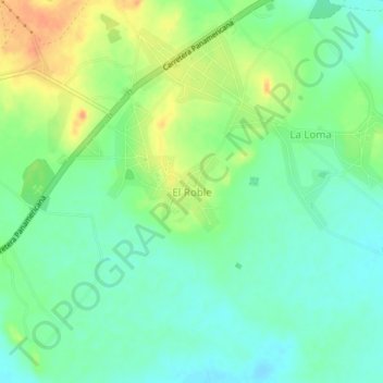 Carte topographique El Roble, altitude, relief