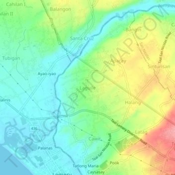 Carte topographique Laguile, altitude, relief