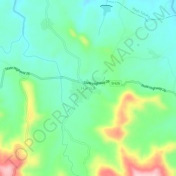 Carte topographique Harsul, altitude, relief