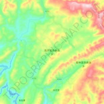 Carte topographique 南开苗族彝族乡, altitude, relief