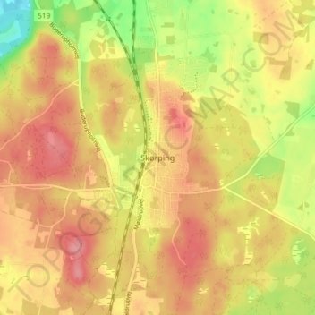 Carte topographique Skørping, altitude, relief