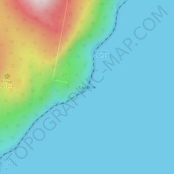 Carte topographique Cap Brûlé, altitude, relief