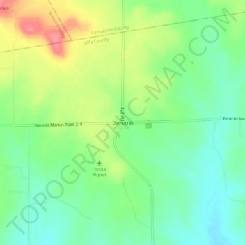 Carte topographique Democrat, altitude, relief