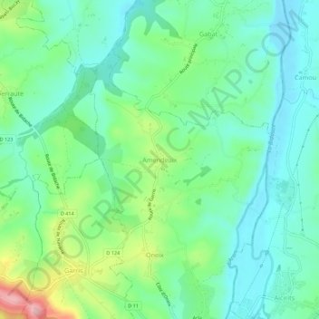 Carte topographique Amendeuix, altitude, relief