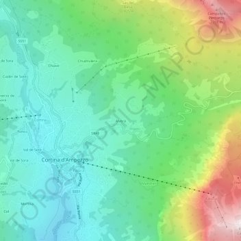 Carte topographique Alverà, altitude, relief