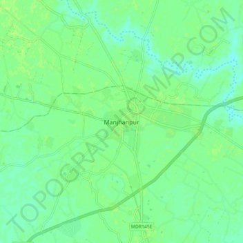 Carte topographique Manjhanpur, altitude, relief