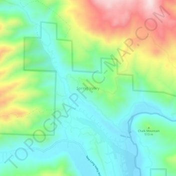 Carte topographique Spring Valley, altitude, relief