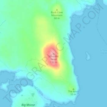 Carte topographique Schoodic Head, altitude, relief