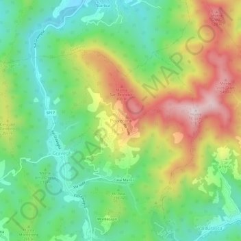 Carte topographique Polverara, altitude, relief