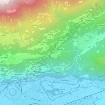 Carte topographique Serone, altitude, relief