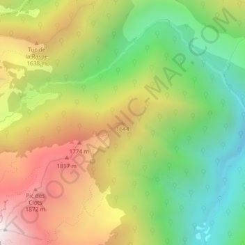 Carte topographique 1644, altitude, relief