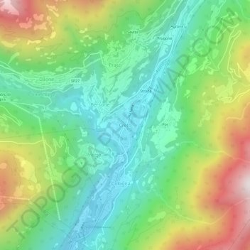 Carte topographique Creto, altitude, relief
