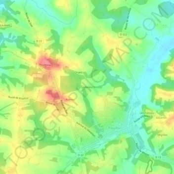 Carte topographique Solferino, altitude, relief
