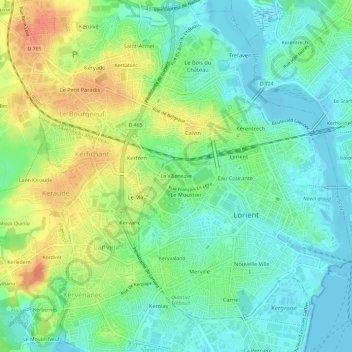 Carte topographique La Villeneuve, altitude, relief